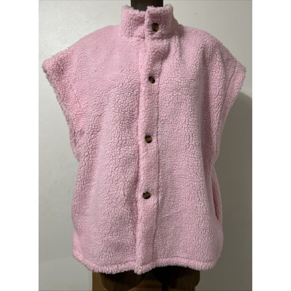 Oversized Sherpa Fluffy Vest Button Women’s Large Cardigan - Picture 1 of 12